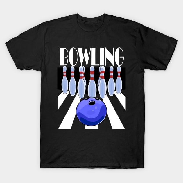 Bowling Ball Bowler Team Pins T-Shirt by Noseking